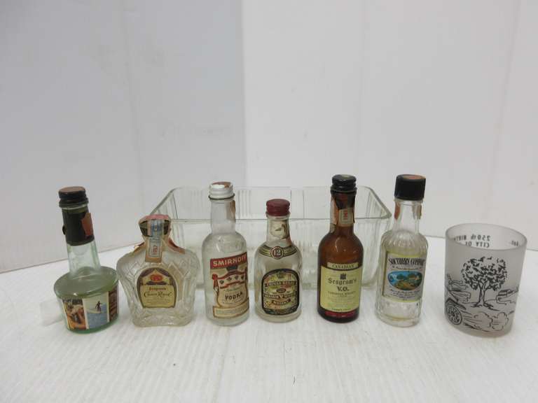 Albrecht Auctions (6) Older Alcohol Bottles, Travel Size, Include