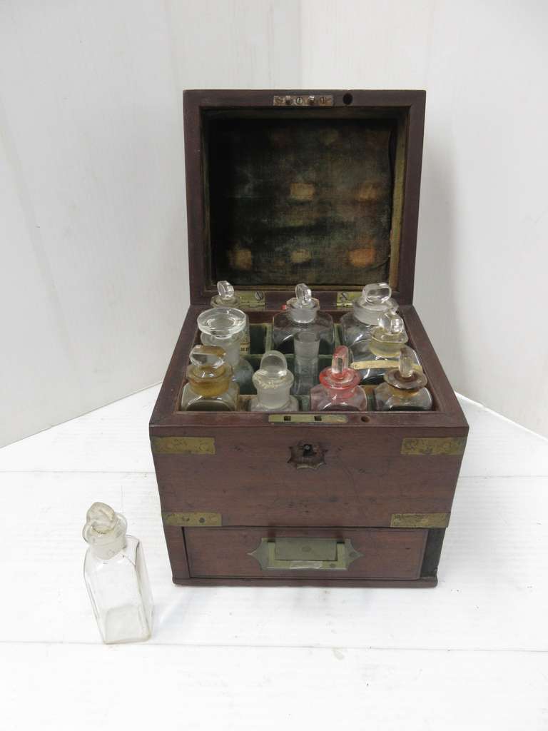 Albrecht Auctions Antique Apothecary Kit in Wood Box with Inlaid