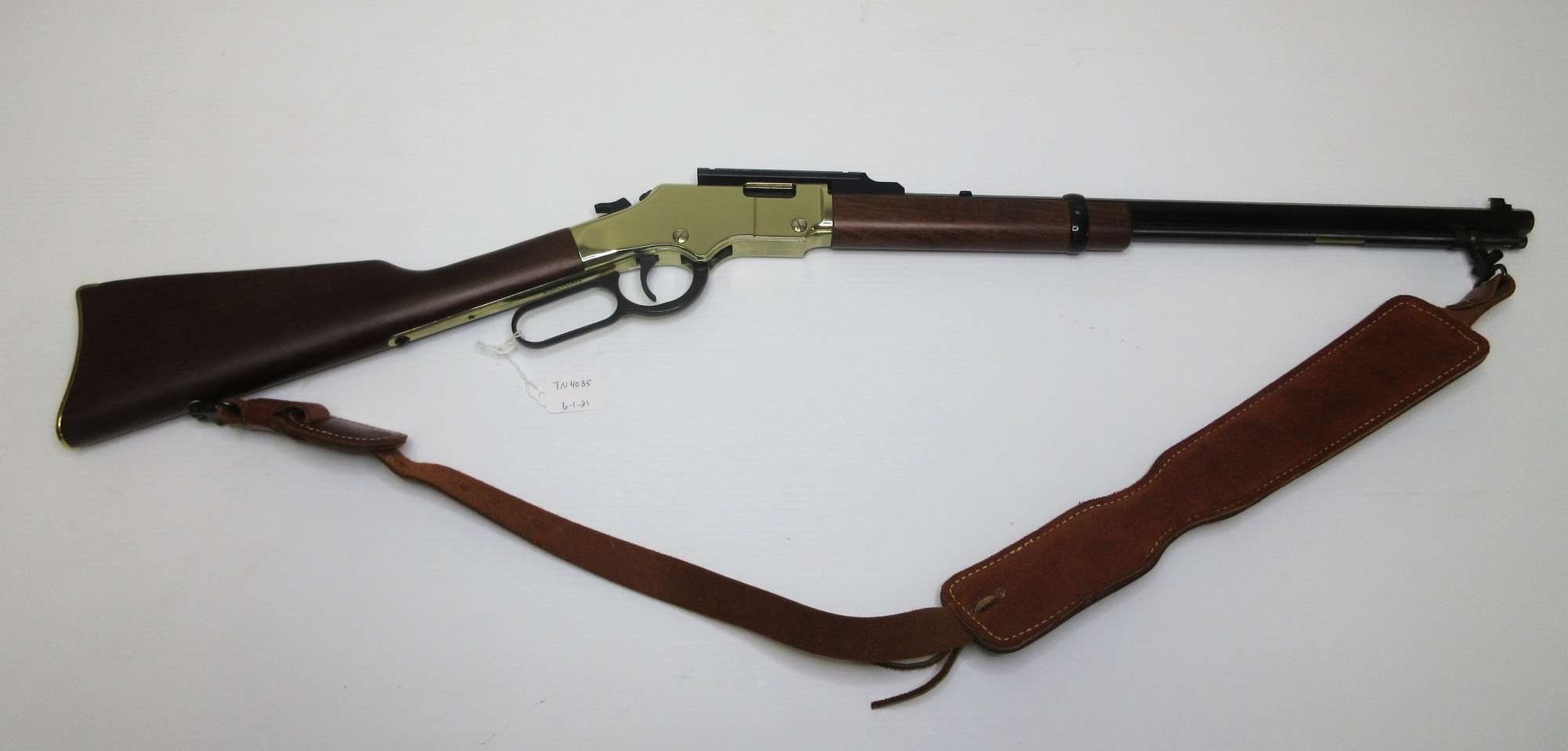 Albrecht Auctions Henry Golden Boy .22 Mag. Rifle with Scope Mount and Leather Strap, There