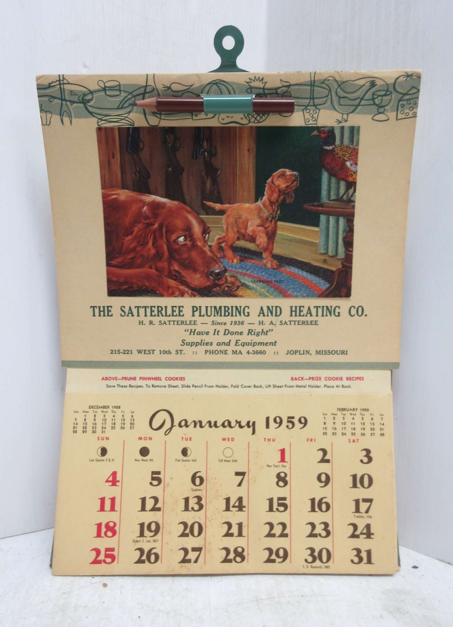 Albrecht Auctions Original 1959 Calendar