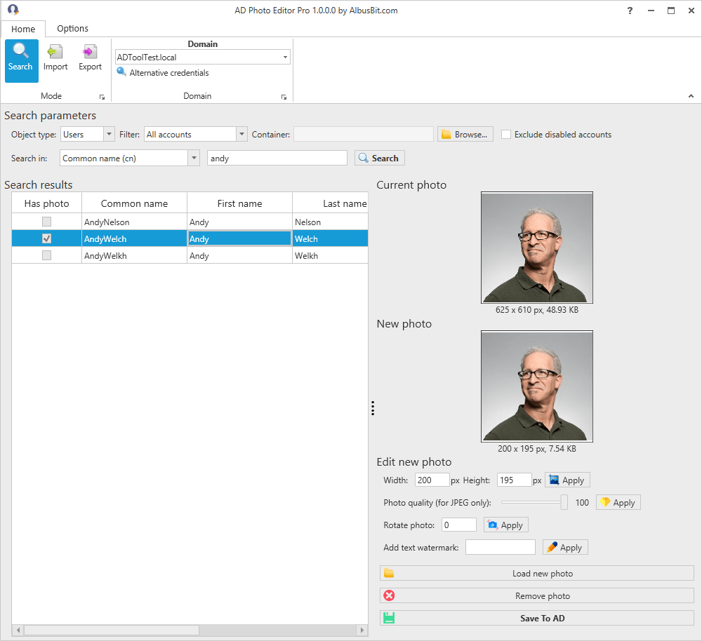 AD Photo Editor Active Directory user photo management tool