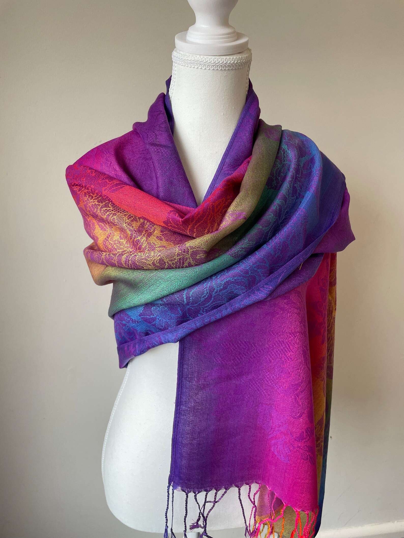 100 Silky Multi Color Scarf Pashmina Silk Shawl Alchemy Story