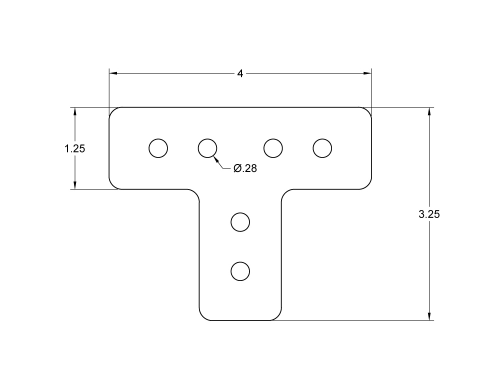 Aluminum "T" bracket Alcobra Metals