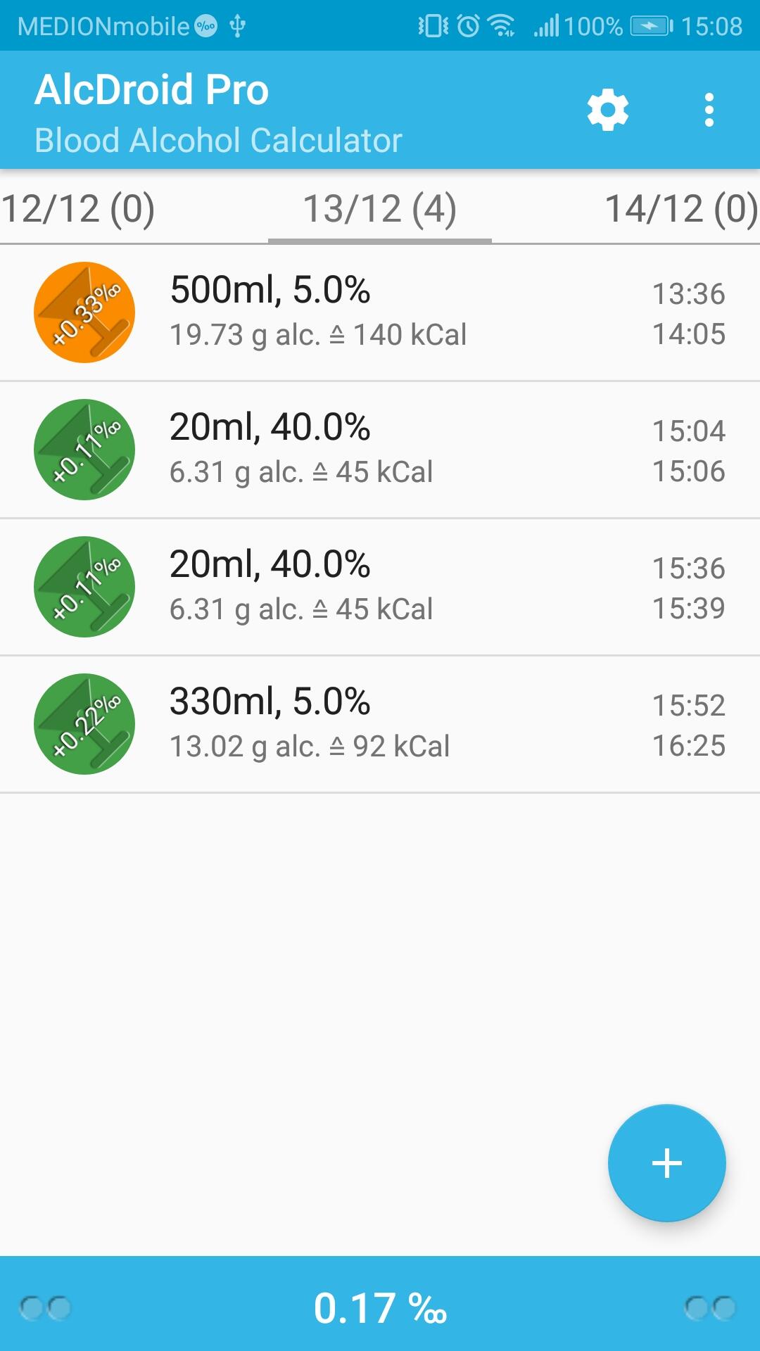 Android Alcohol Calculator App AlcoTrack