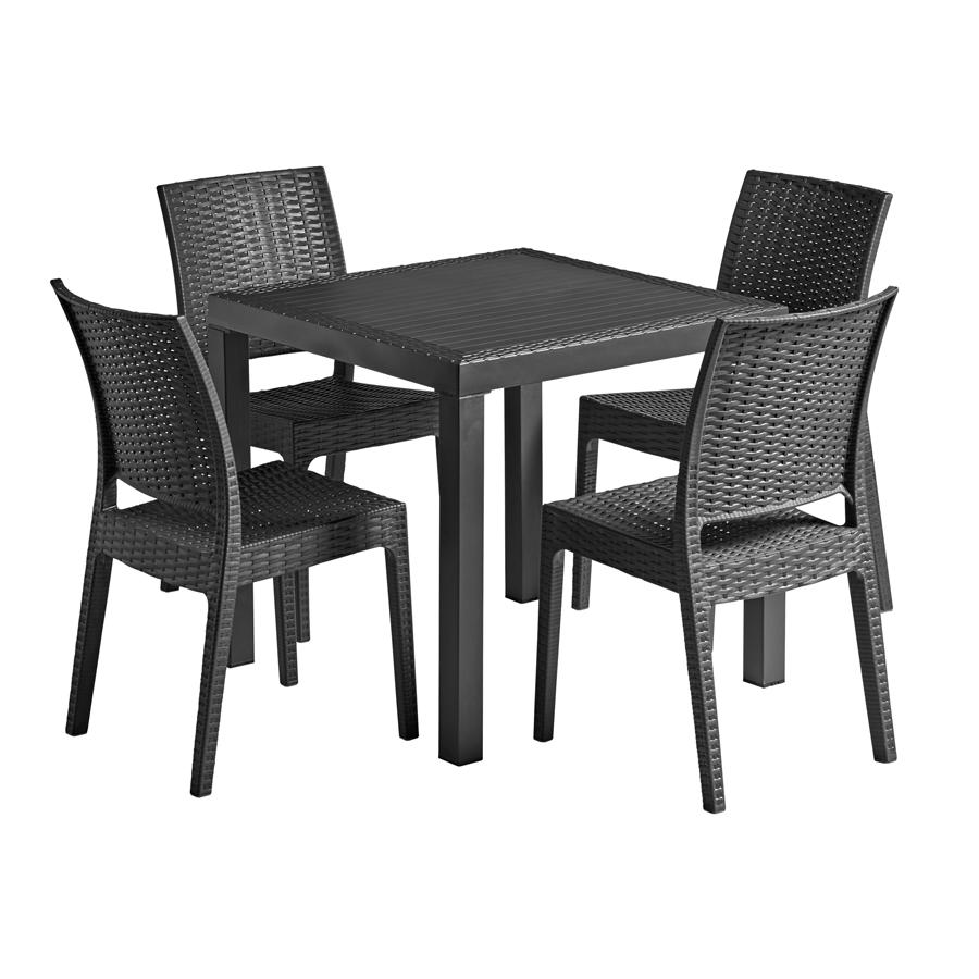 ZAP Florida Outdoor Dining Set 4 Seater In Dark Grey With Square