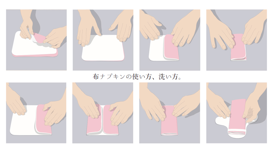 布ナプキンの使い方、洗い方。 あるでばらん 天然シルクの薬効手染