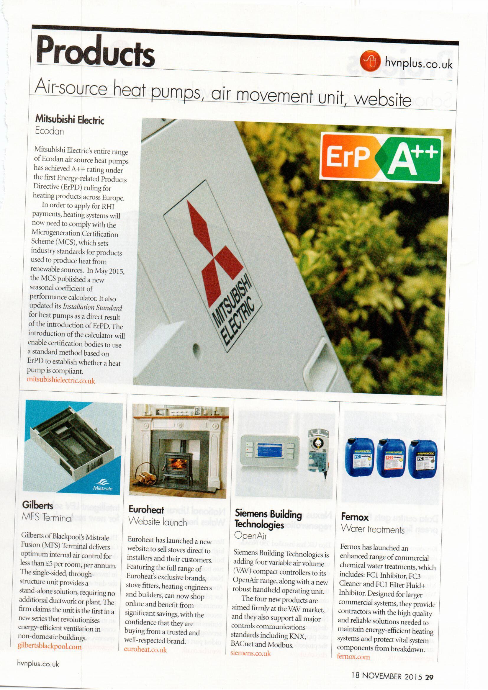 Mitsubishi Electric's Ecodan Air Source Heat Pumps receive AA+ rating