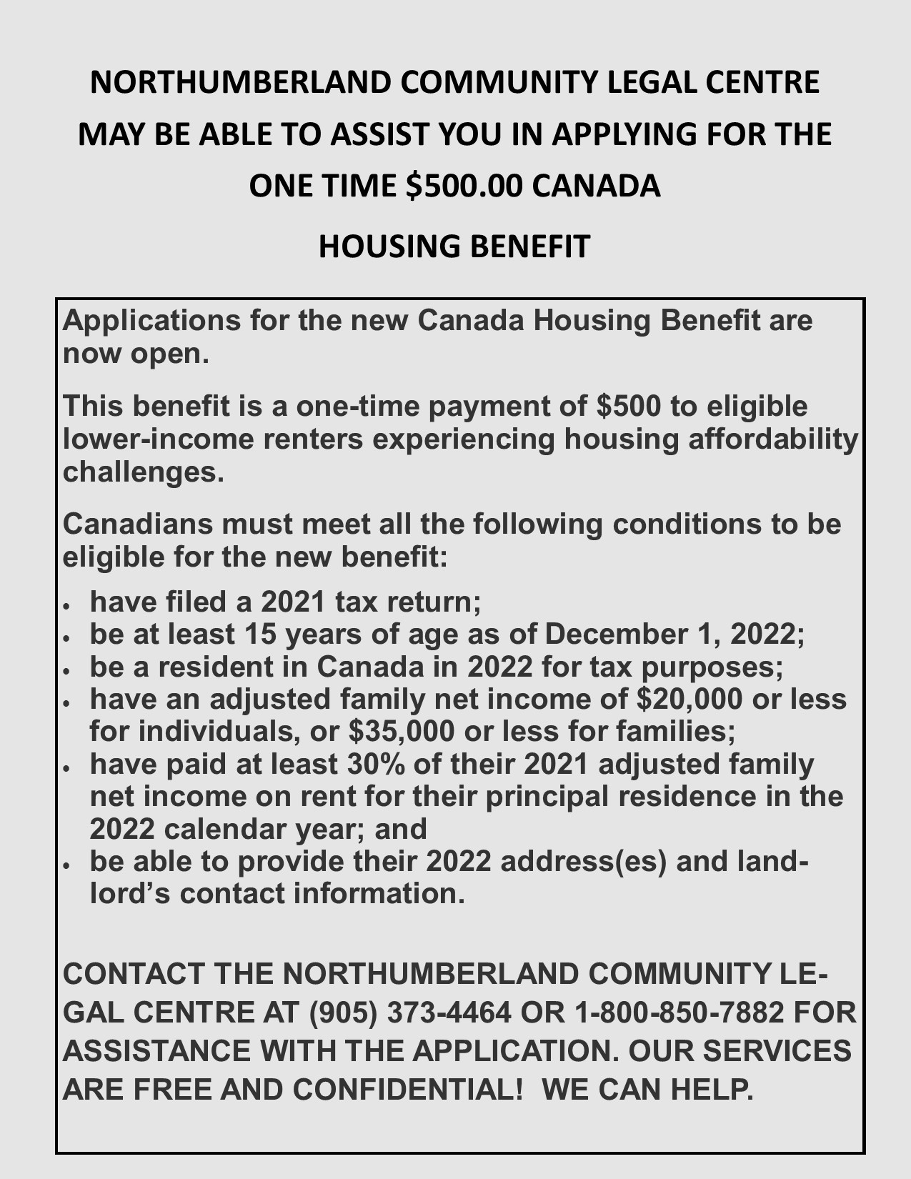 Canada Housing Benefit Application