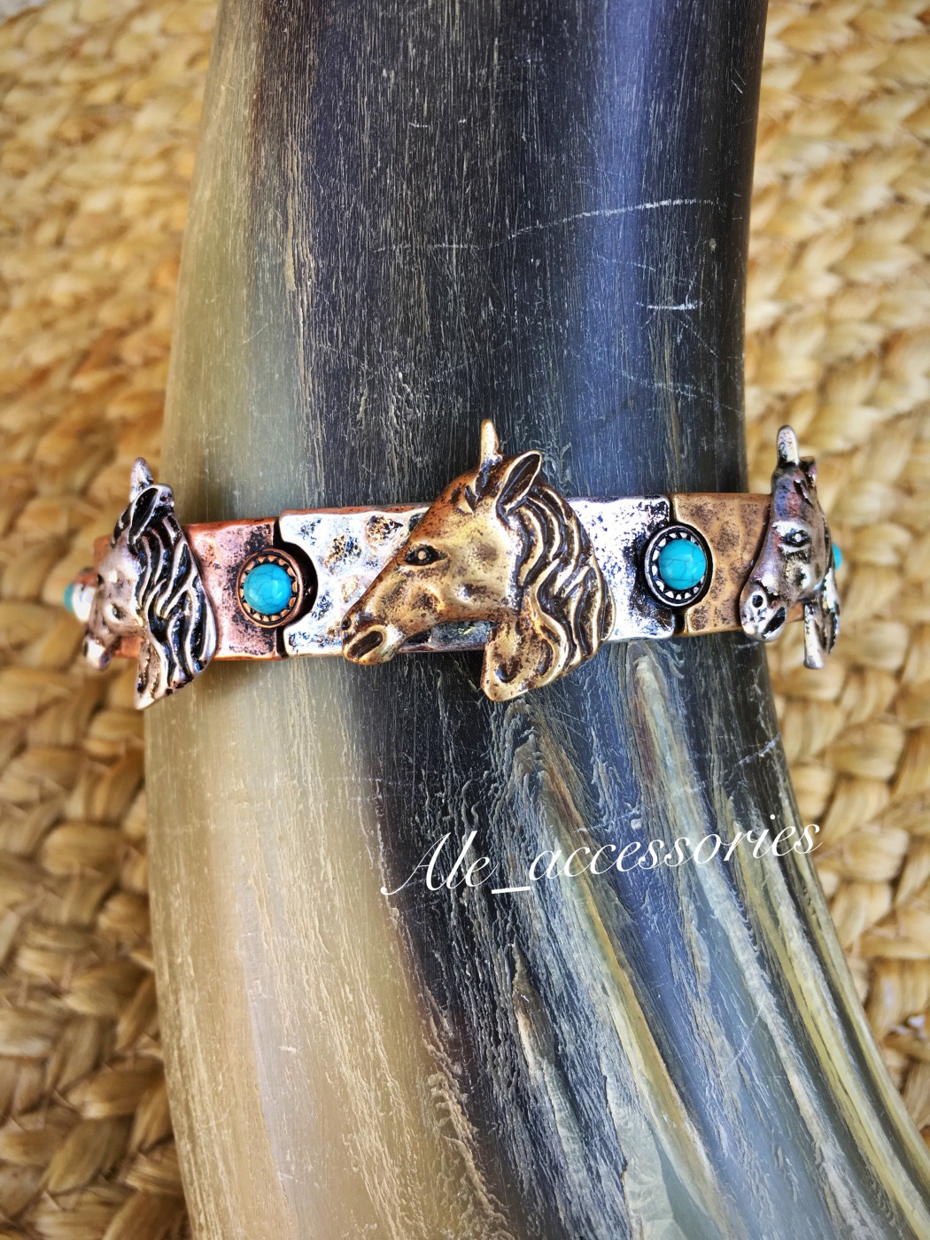 Ω Triple Tone & Turquoise Horse Head Bracelet Ω Ale Accessories