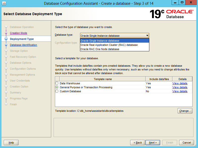 Create a Database in Oracle 19c on Windows