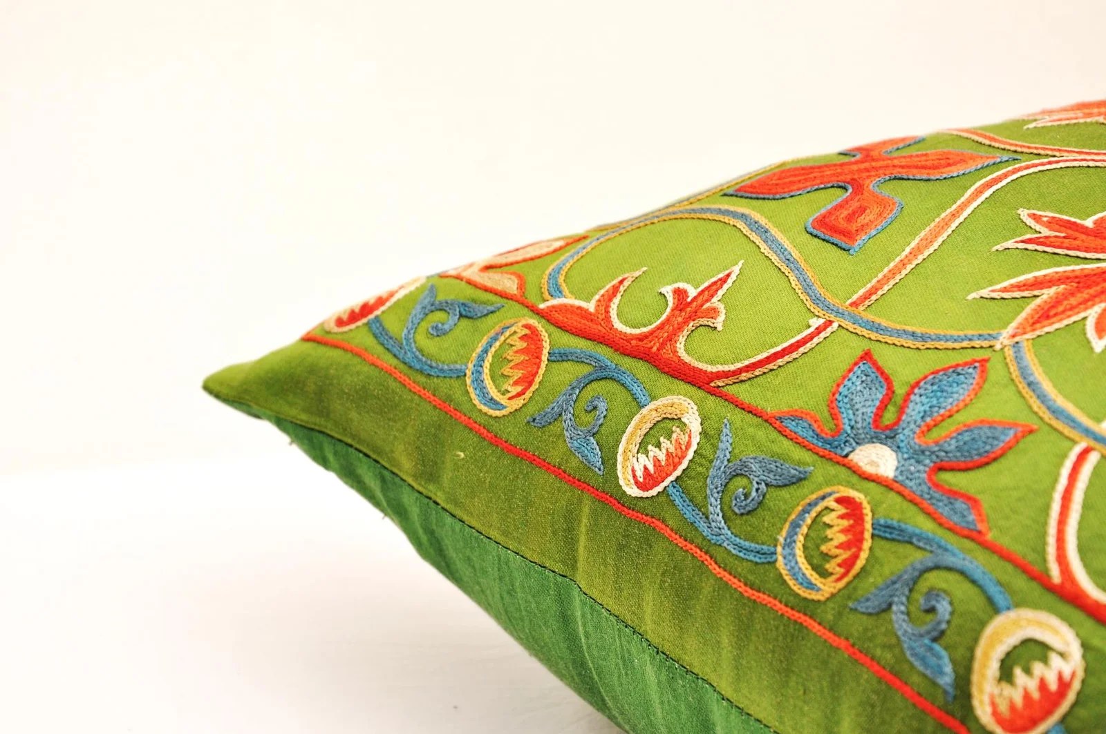 Handpicked Green Suzani Pillow Alesouk
