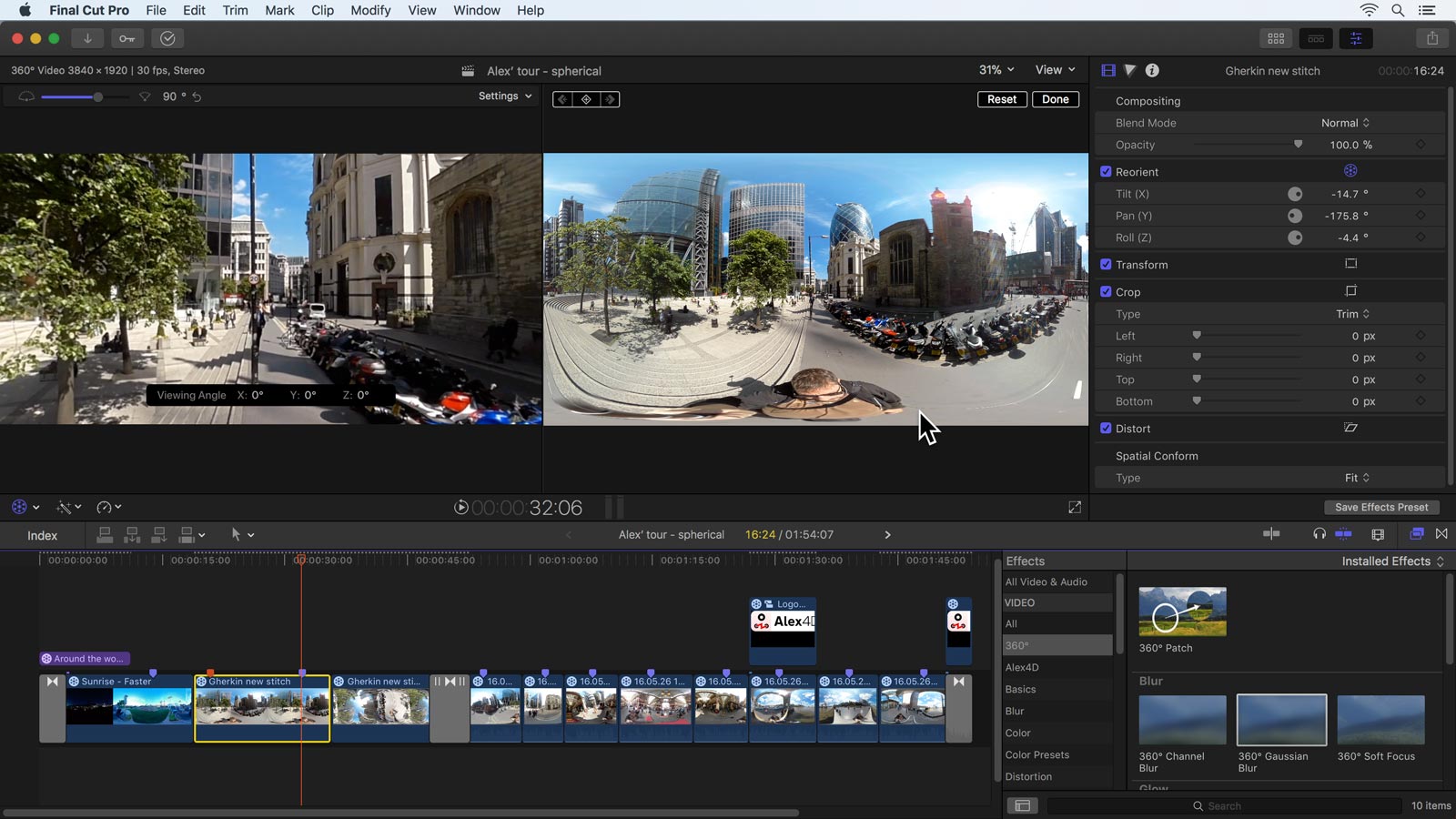 Apple Final Cut Pro 10.4 360º spherical video, colour, video HDR and more Alex4D