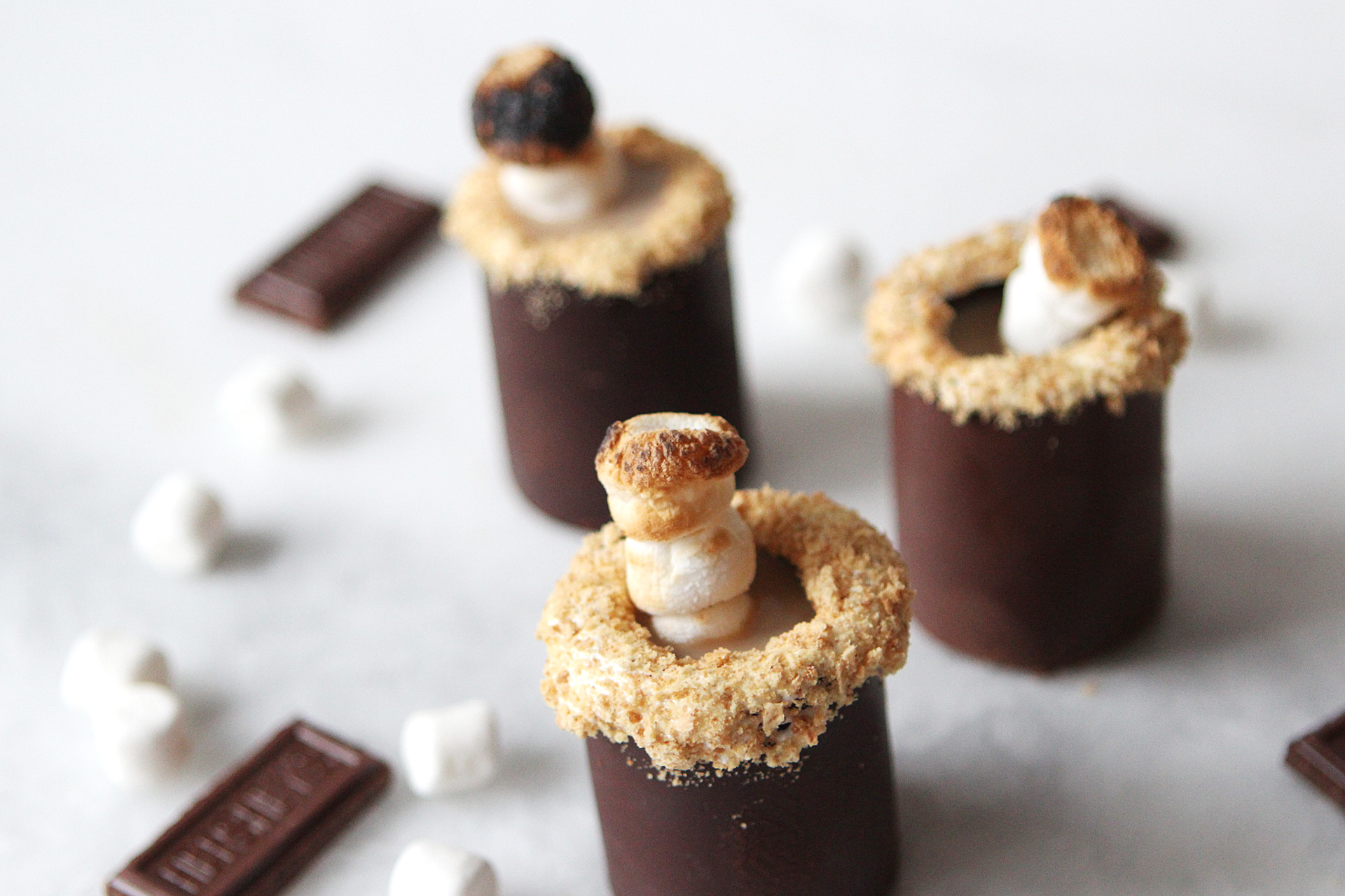 S'mores Shots in Real Chocolate Shot Glasses Alexandra Adams