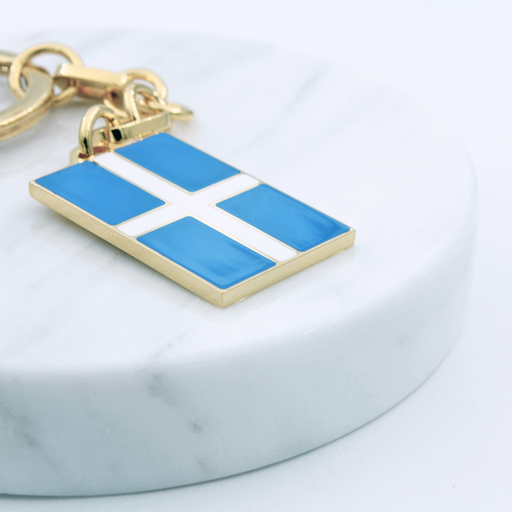 Land Greek Flag Gold Key Ring ALEXANDRIDIS