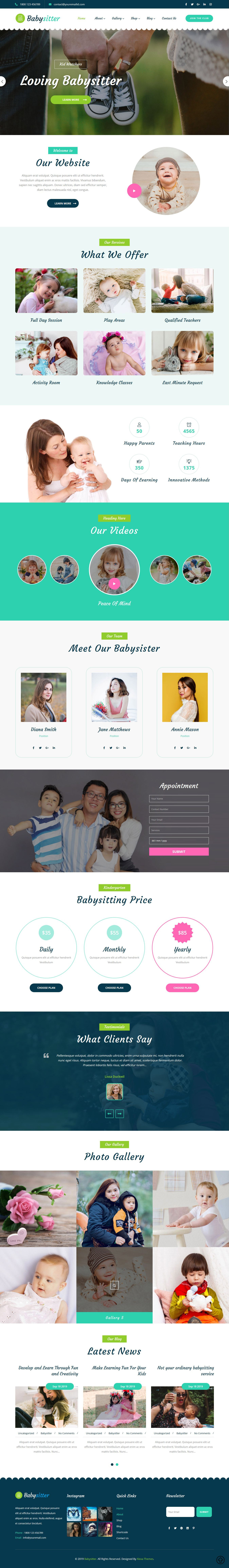 Babysitter WordPress theme for babysitting and babycare businesses.