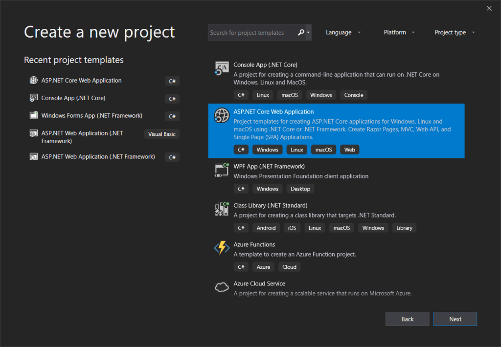 How To Create an Core Web API Using Visual Studio