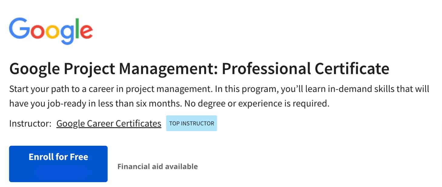 Google Project Management Certificate 73K Entry Salary [2023]