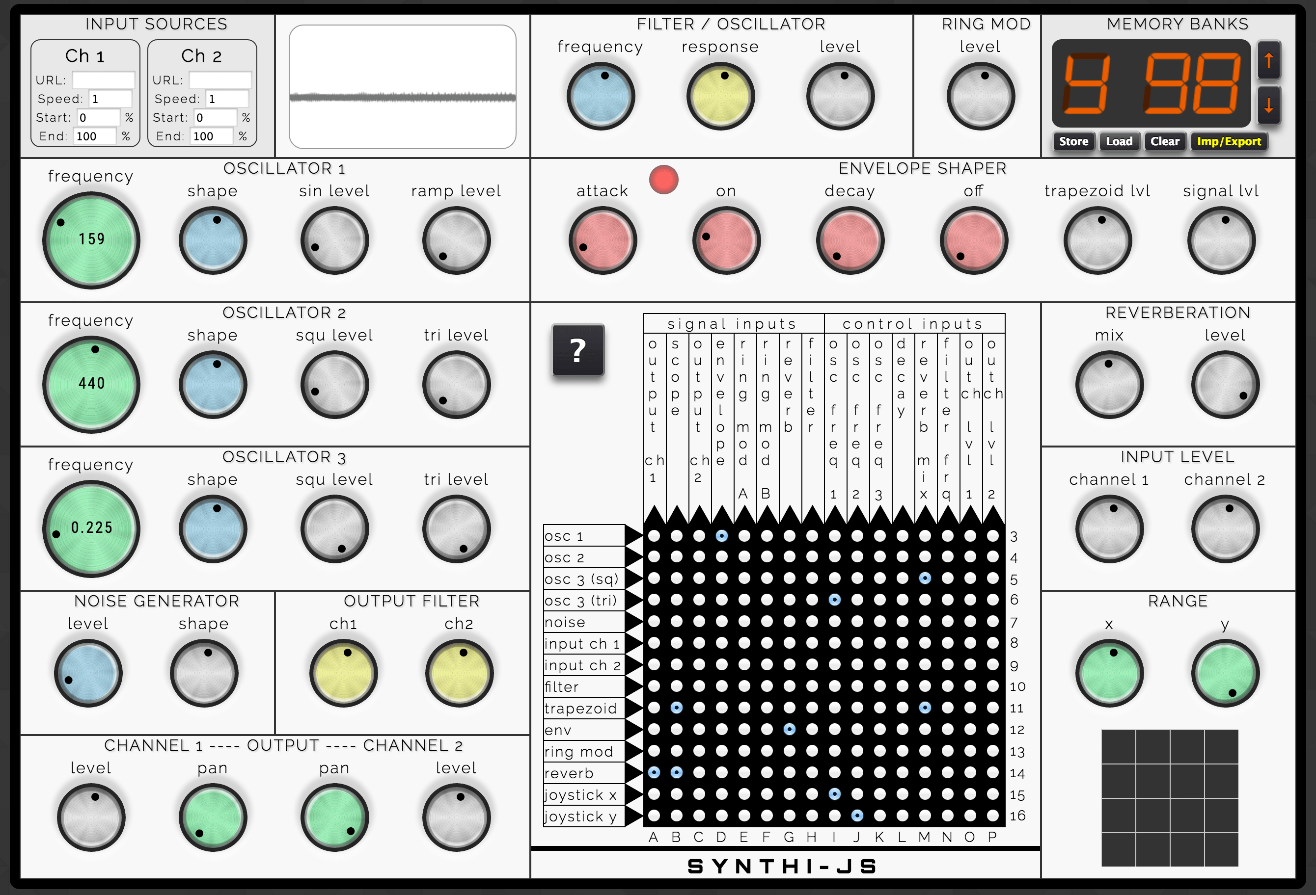 SYNTHIJS, a JavaScript emulation of the EMS Synthi A