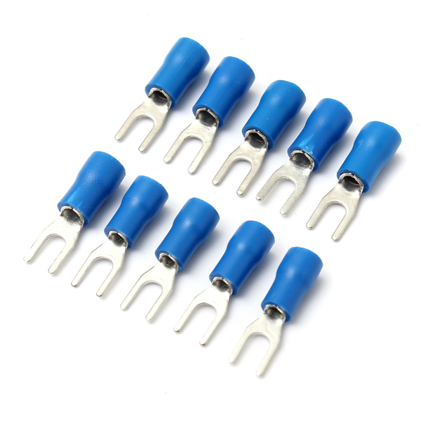 10PCS Blue Insulated Fork Wire Connector Electrical Crimp