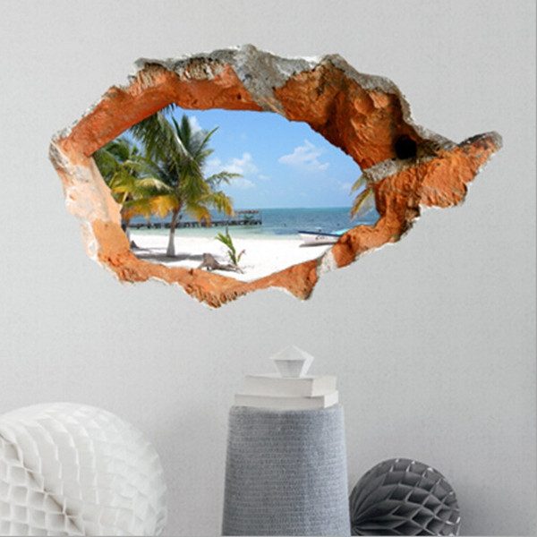 3D Beach Wall Decals 38 Inch Removable Sea Wall Art Stickers Home Decor Alex NLD