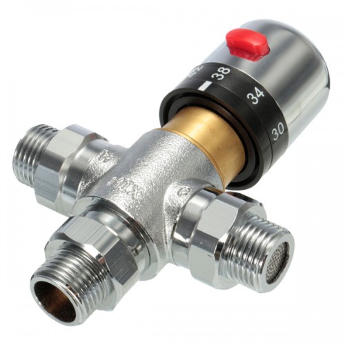 Copper Thermostatic Mixer Mixing Hot/Cold Water Shower Solar Water