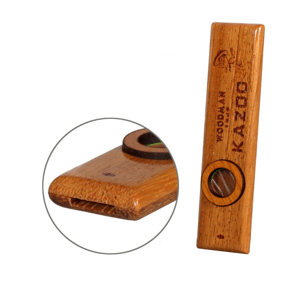 Wooden Kazoo with Metal Box for Music Player Kids Toy Gift
