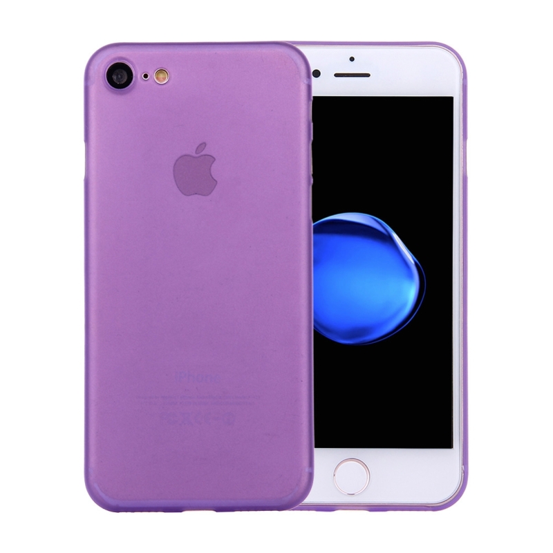 For iPhone 7 Frosted Transparent Protective Back Cover Case (Purple