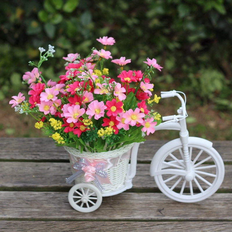 Pretty Small Size Flower Basket Vase Handmade Rattan Baskets Tricycle