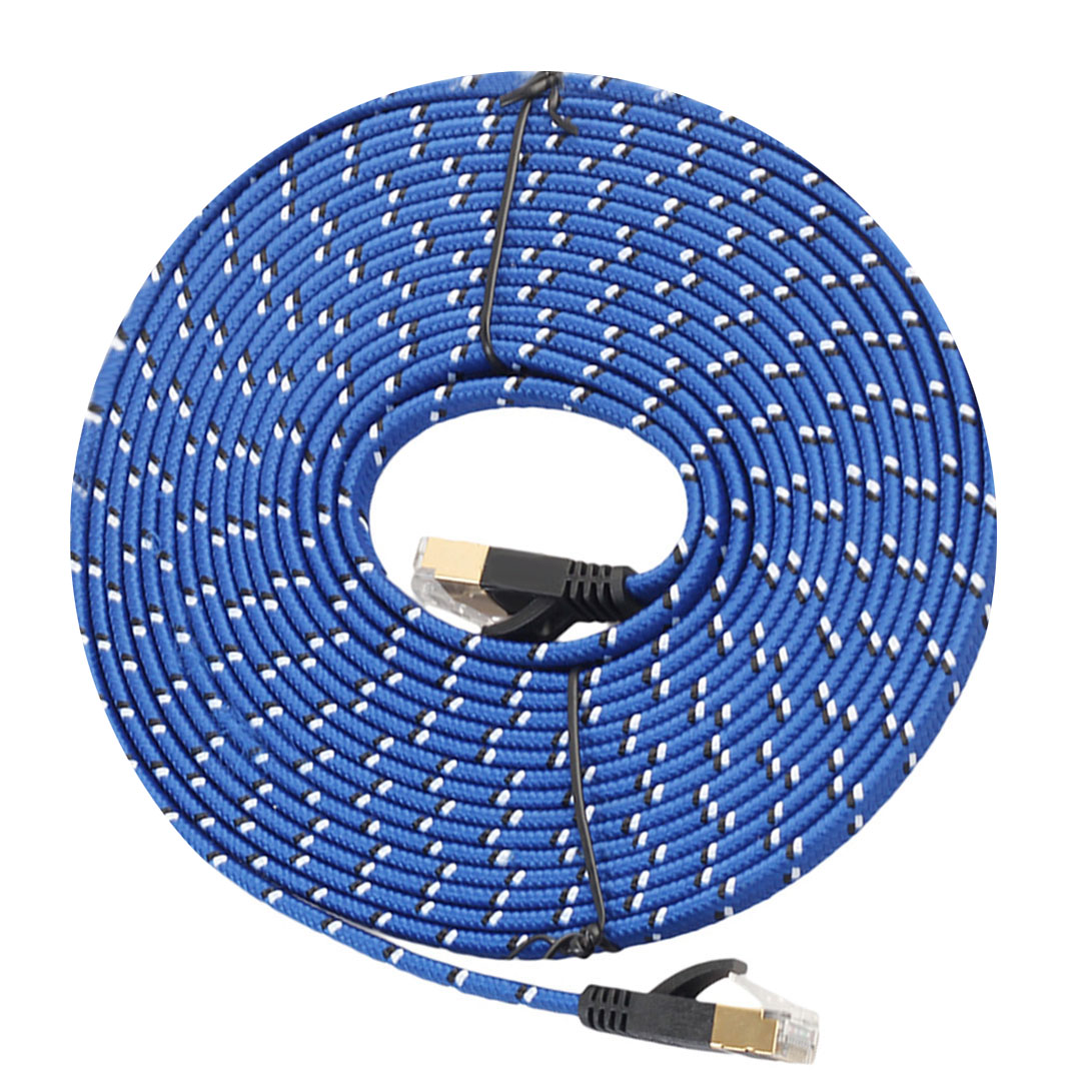 10m Gold Plated CAT7 10 Gigabit Ultra Flat Patch Cable for