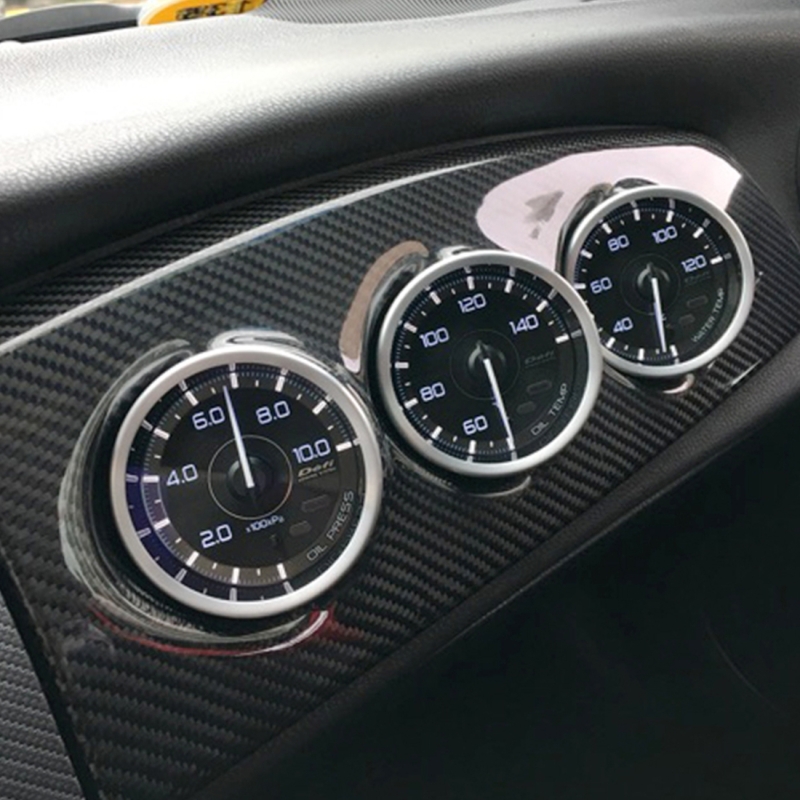 60mm Universal Horizontal Carbon lead Material 3 Triple Auto Car Dash