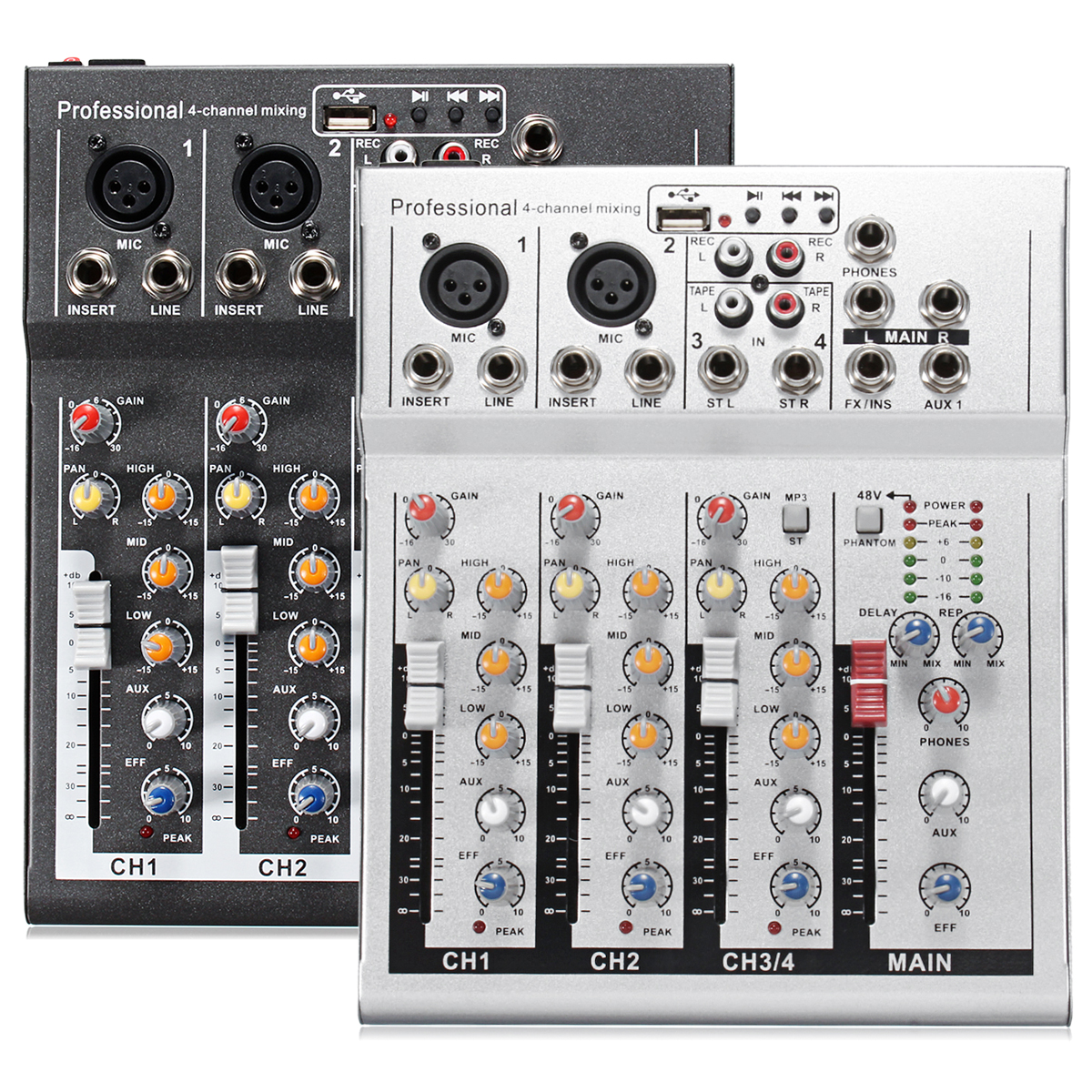 4 Channel Professional Live Mixing Studio Audio Sound USB KTV Karaoke