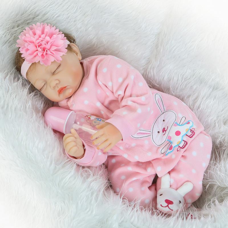 22” Handmade Lifelike Baby Girl Doll Silicone Vinyl Reborn Newborn