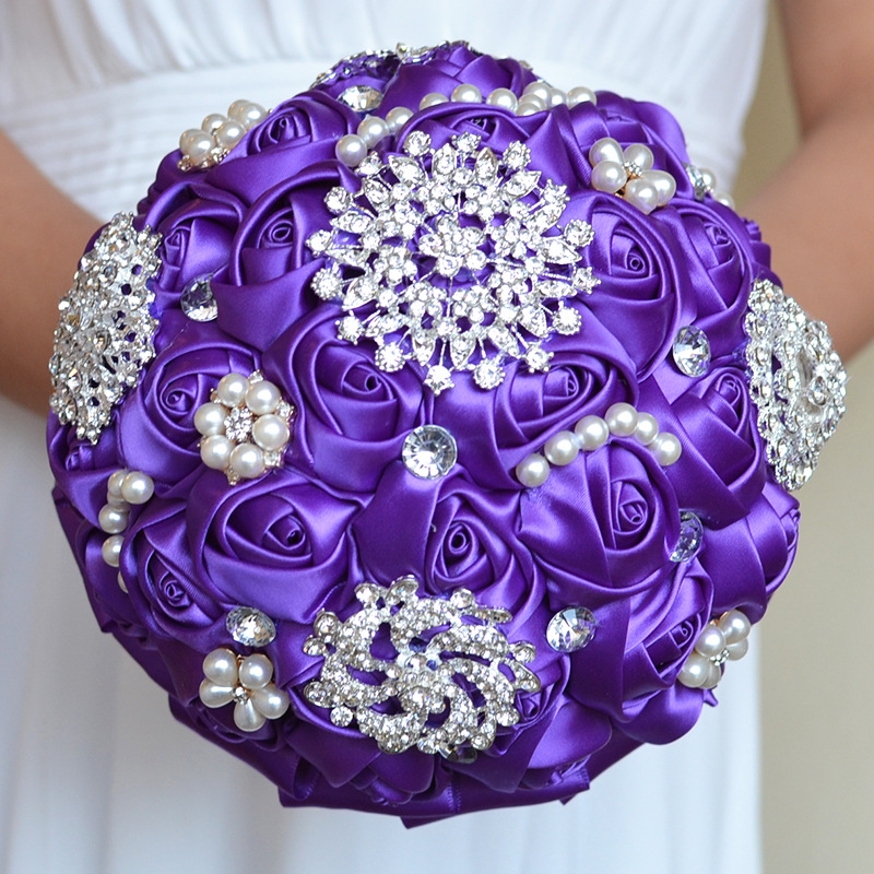 Wedding Holding Pearl Diamond Flowers Bridal Bouquet Accessories