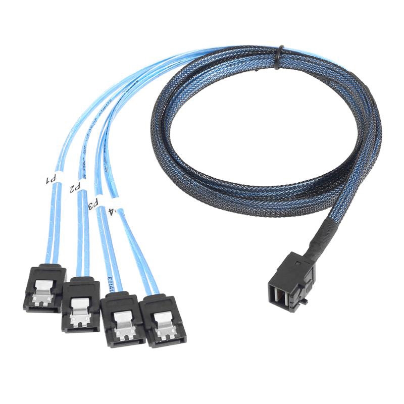 Mini SAS SFF8643 Host to 7Pin 4 SATA Target Hard Disk 6Gbps Data