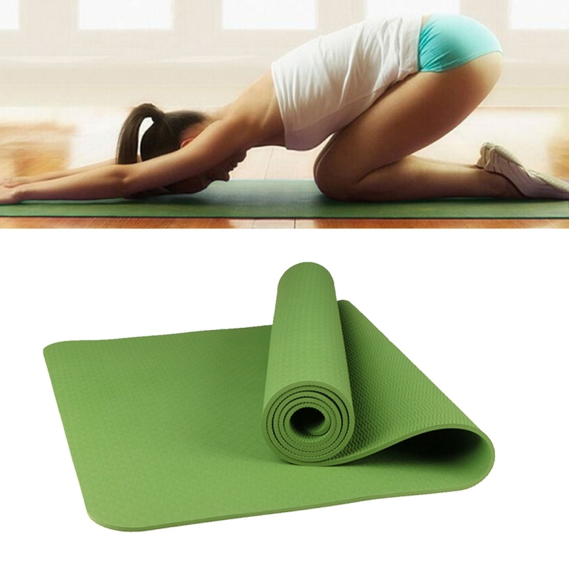 6mm Thickness Ecofriendly TPE Antiskid Home Exercise Yoga Mat (Green