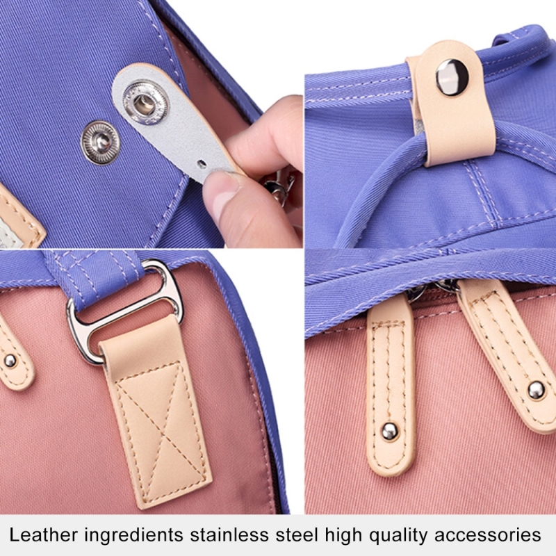 Fashion Casual Travel Backpack Laptop Bag Student Bag with Handle (Dark Blue+Ivory)