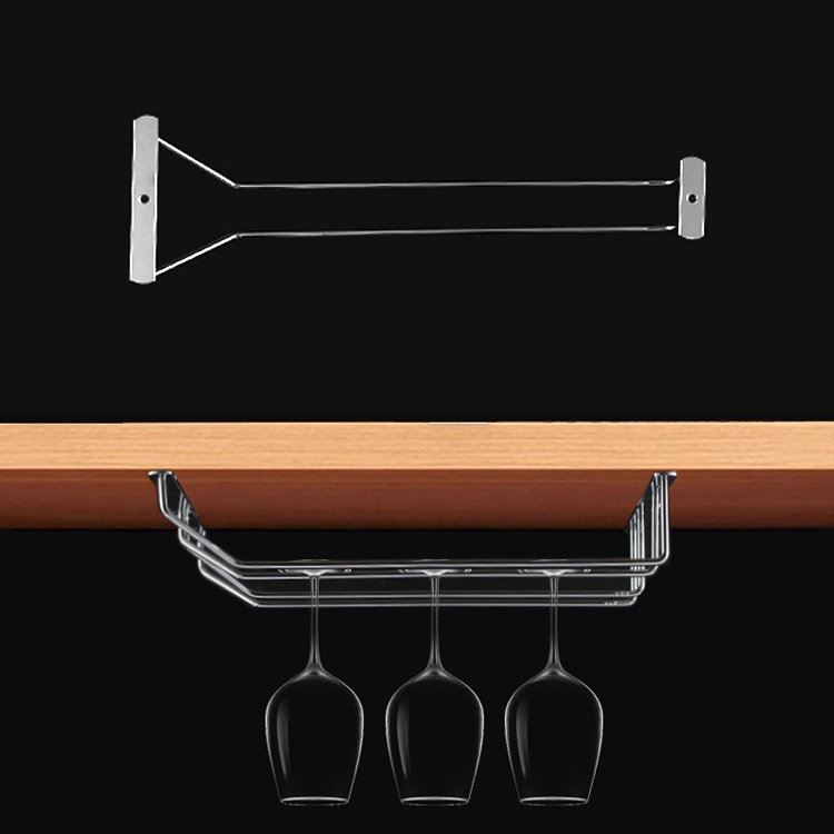 MICLAN Single Row Stainless Steel Hanging Wine Glass Holder, Size 34*