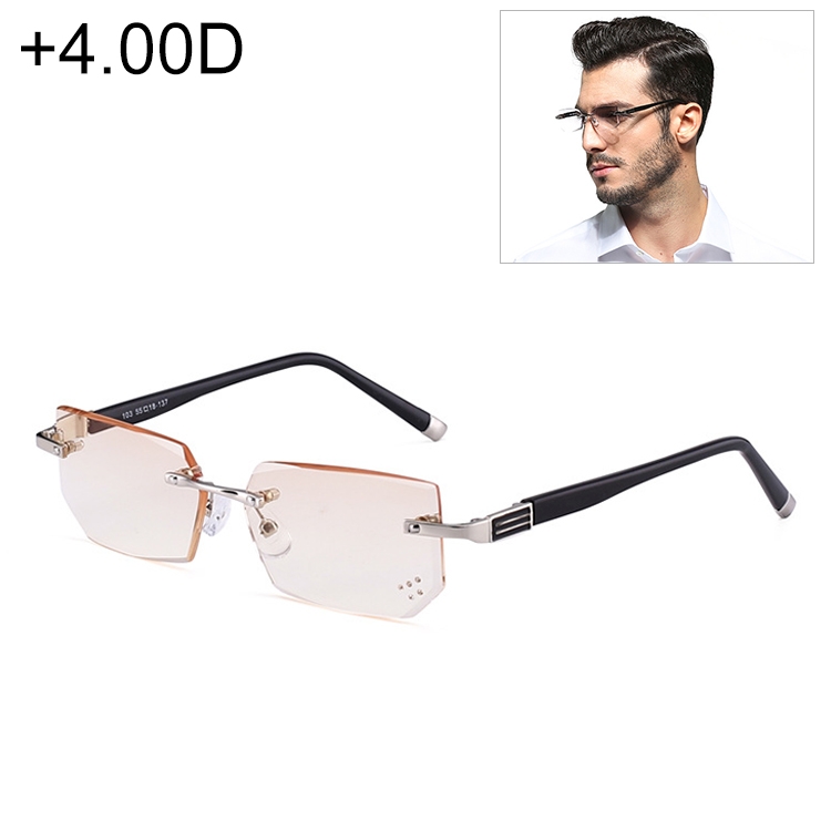 Men Anti Fatigue & Blueray Rimless Rhinestone Trimmed Presbyopic