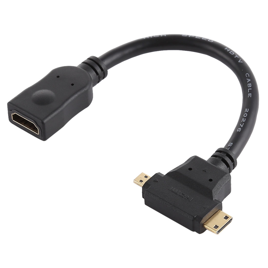 HDMI Female to Mini HDMI + Micro HDMI T Shape Cable (Black) – Alexnld.com