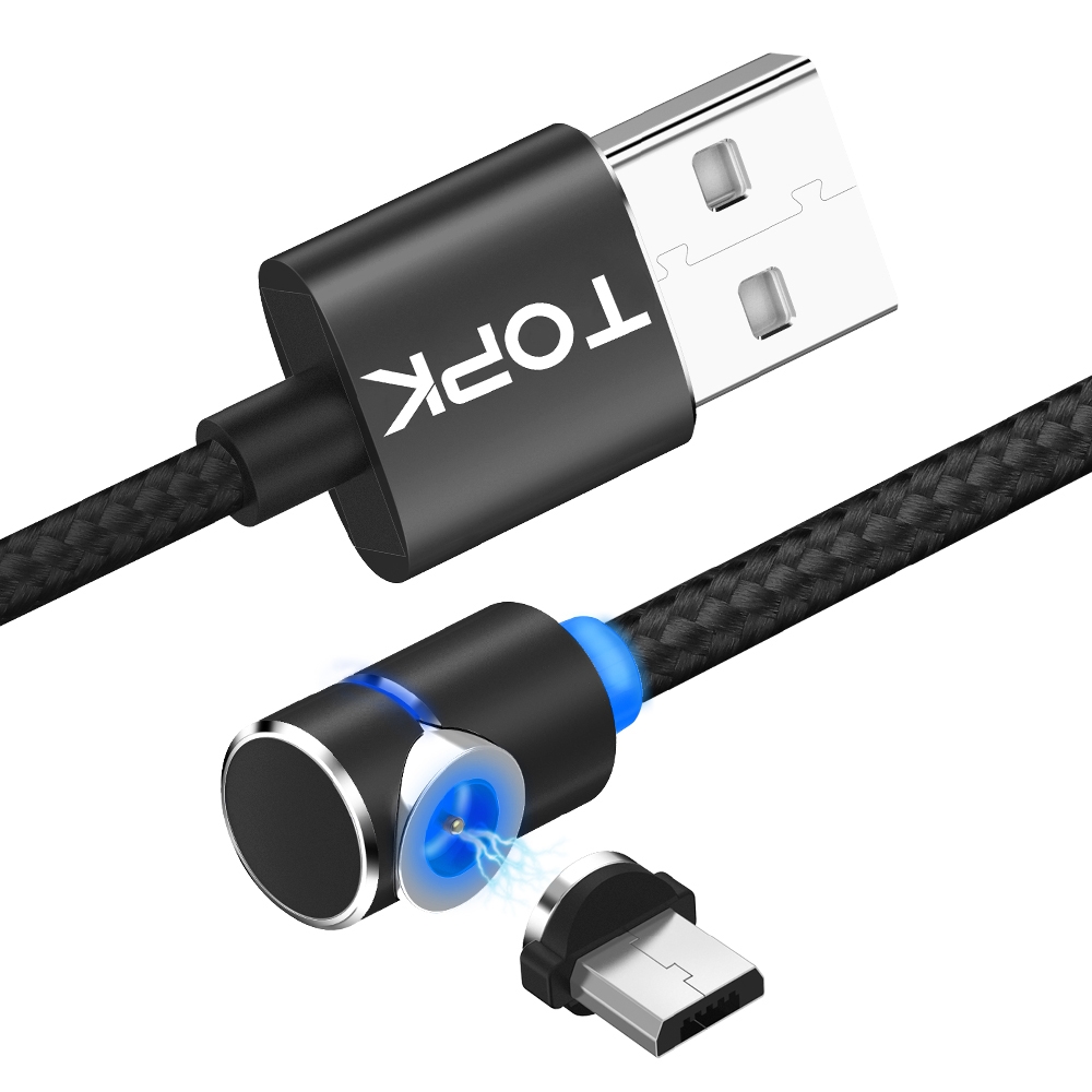 TOPK 2m 2.4A Max USB to Micro USB 90 Degree Elbow Charging