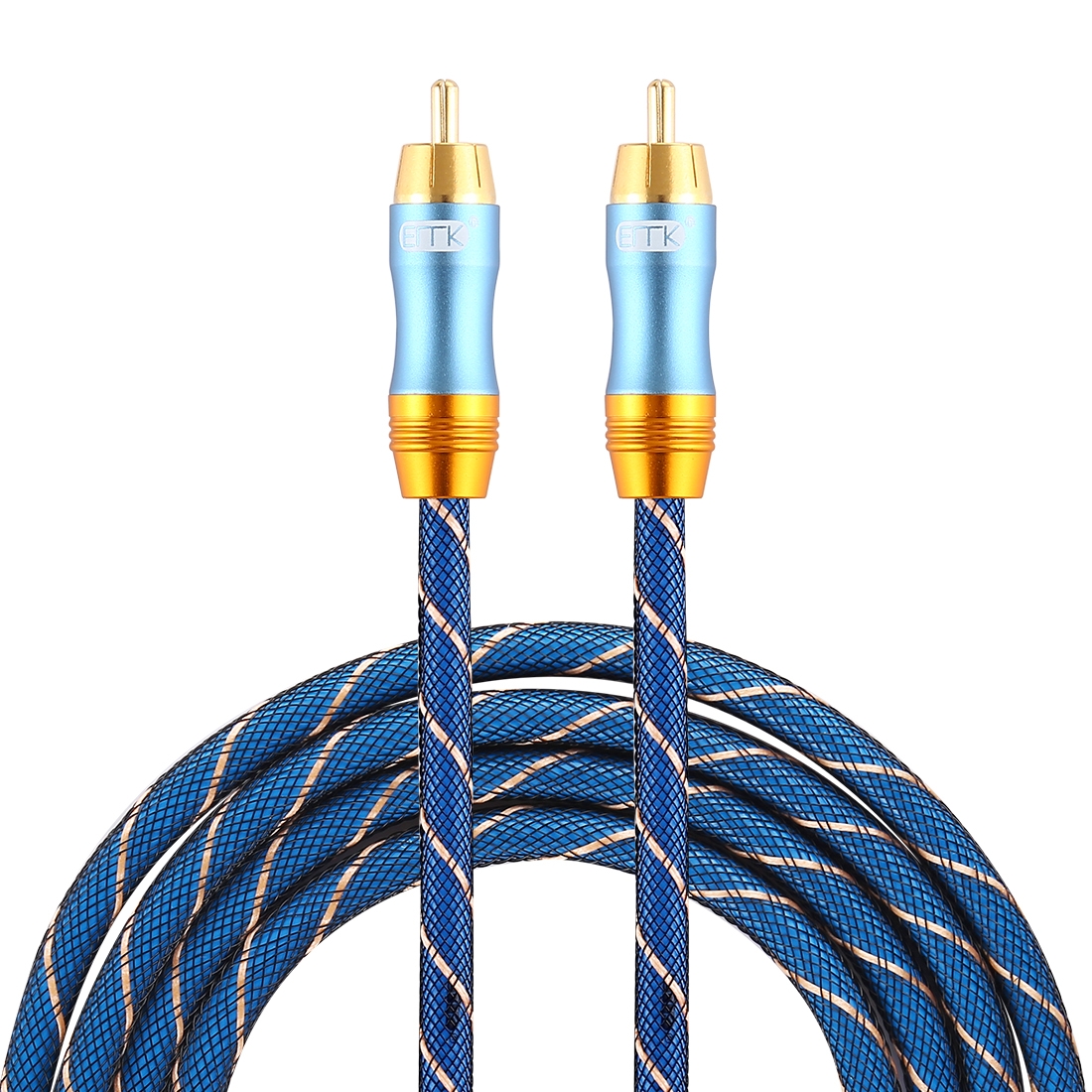 EMK 8mm RCA Male to 6mm RCA Male Goldplated Plug Grid Nylon Braided Audio Coaxial Cable for