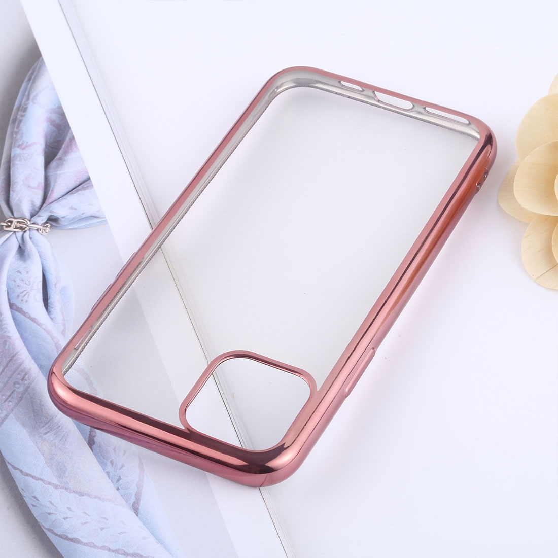 Transparent TPU AntiDrop And Waterproof Mobile Phone Protective Case for iPhone 11 (Rose Gold