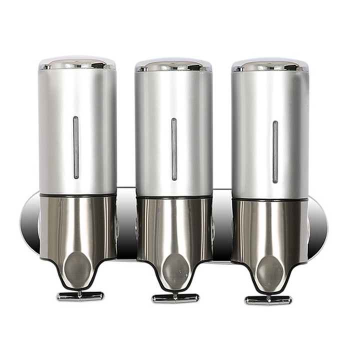 Triple Hotel Shower Manual Dispenser Wall Mounted Washing Liquid Shampoo Soap Bottle, Capacity