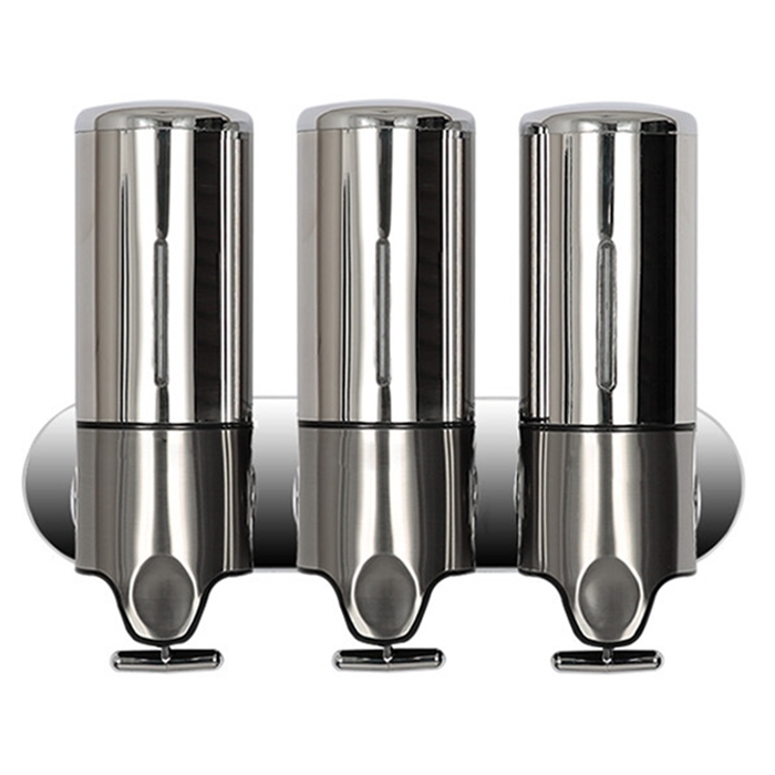 Triple Hotel Shower Manual Dispenser Wall Mounted Washing Liquid Shampoo Soap Bottle