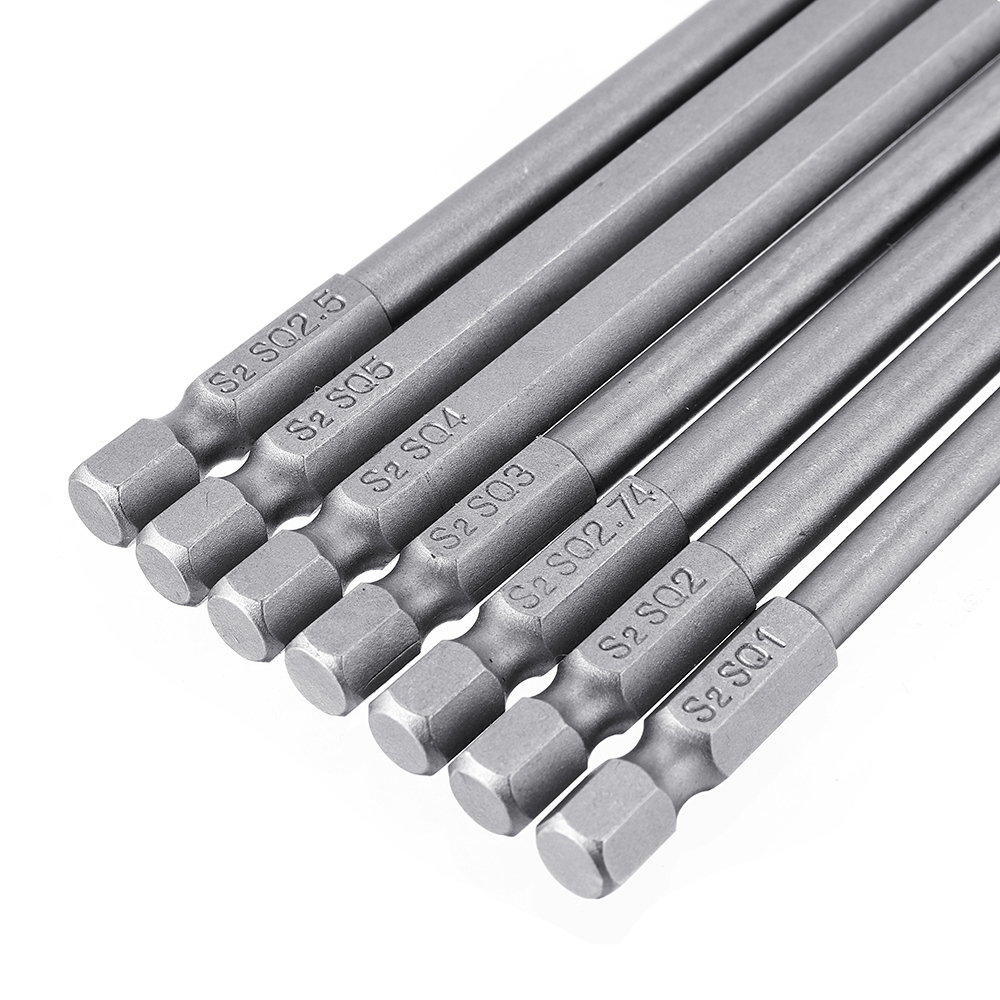 Drillpro 7pcs 150mm Square Screwdriver Bits 1/4 Inch Hex Shank