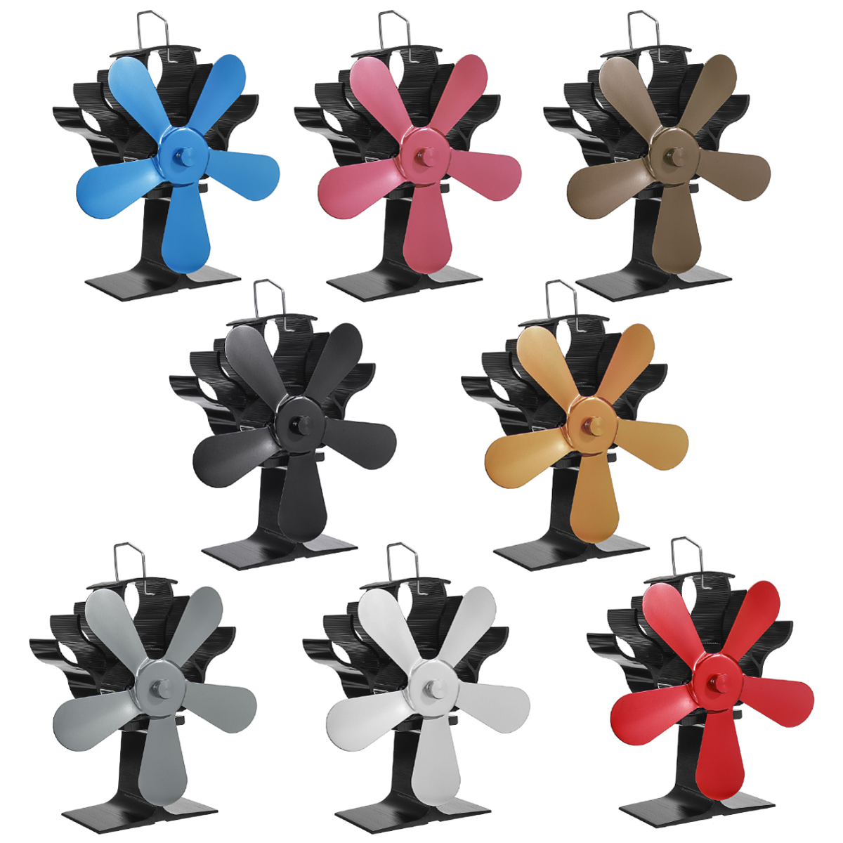 5 Blades Aluminum Fireplace Fan 1400rpm Quiet Heat Powered Stove Fan