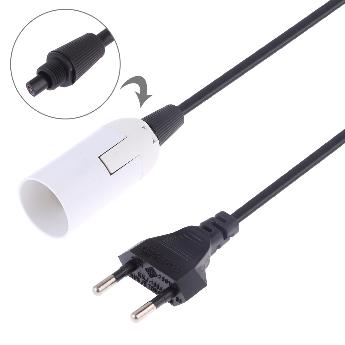 E14 Wire Cap Lamp Holder Chandelier Power Socket with 1.5m Extension