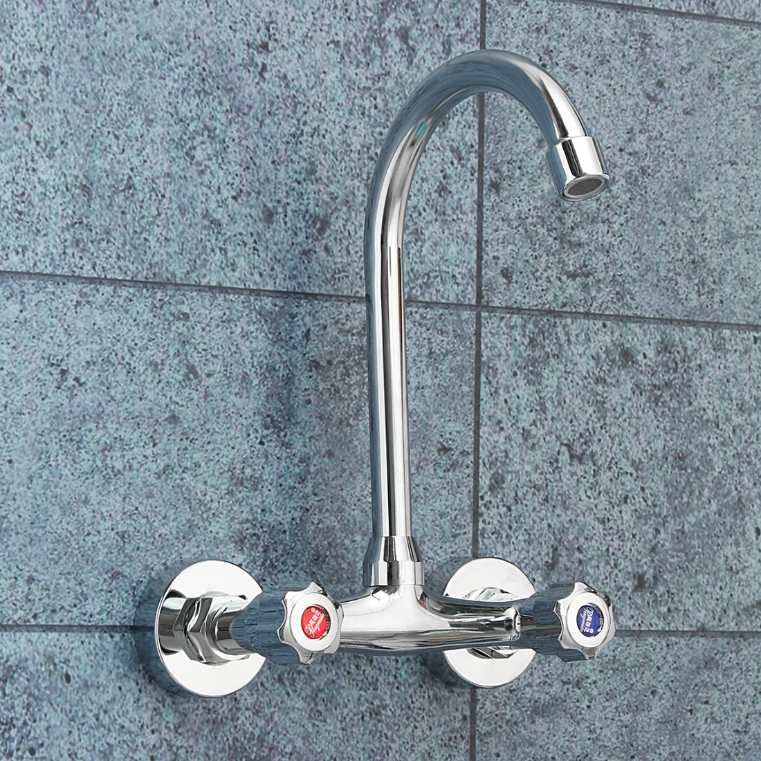 Double Handle Basin Faucets Bath Shower Dual Hole Bathroom Sink