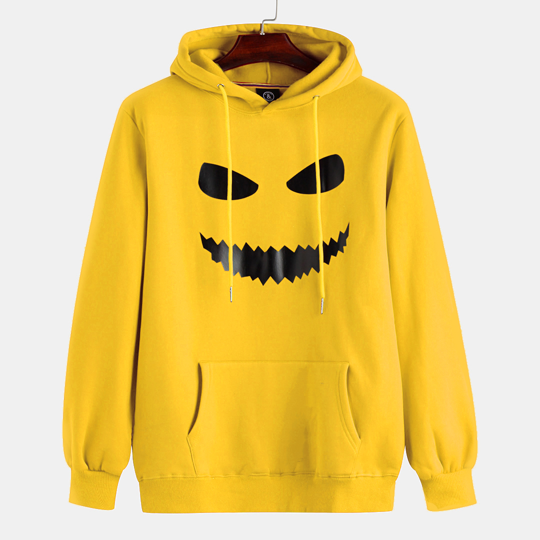Halloween Mens Pumpkin Printing Hooded Overheand Casual Sweatshirt