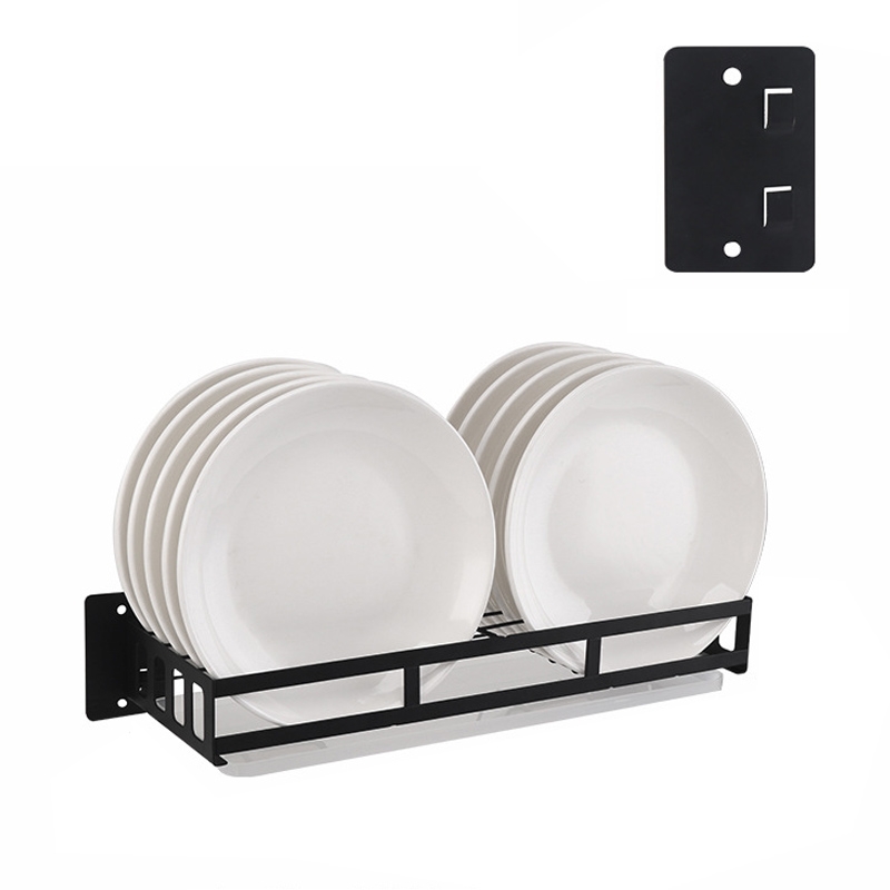 Stainless Steel Wallmounted Kitchen Rack Hanging Dish Holder (Black